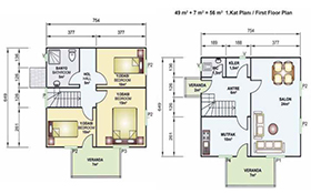 114m2 metrekare iki katlı prefabrik ev