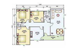 121m2 metrekare prefabrik ev