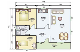 78m2 metrekare prefabrik ev