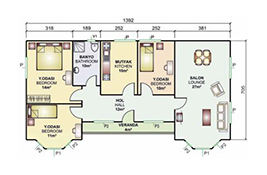 98m2 metrekare prefabrik ev
